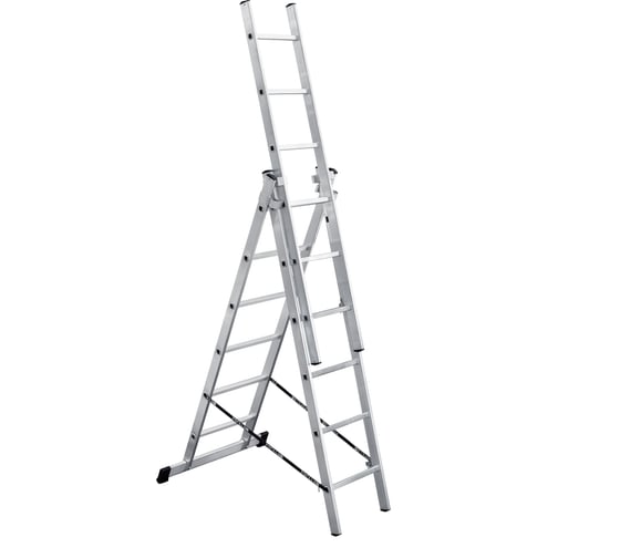 Изображение товара Алюминиевая 3-секционная лестница UFUK 3х6 ступеней 411306