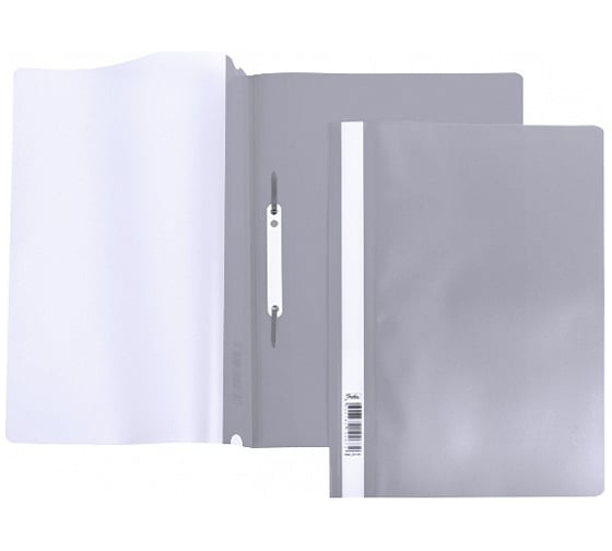 Изображение товара Папка-скоросшиватель Hatber А4 140/180мкм серая, пластиковая, прозрачный верх 10 шт 039969
