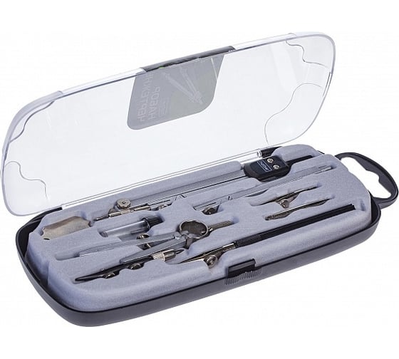 Изображение товара Готовальня Hatber 8 предметов, в пластиковом пенале, с европодвесом 12 шт 053073