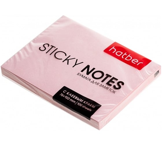 Изображение товара Бумага для заметок Hatber 100л, 76x102мм, с клеевым краем, пастель розовая, 12 шт 055526