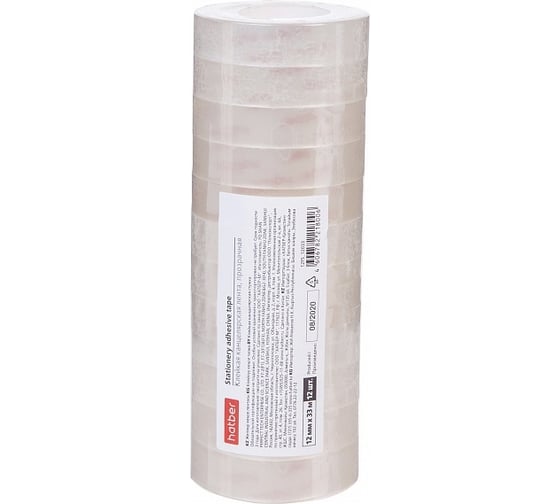 Изображение товара Клейкая канцелярская лента Hatber 12ммх33м (без штрихкода), 12 шт 043443