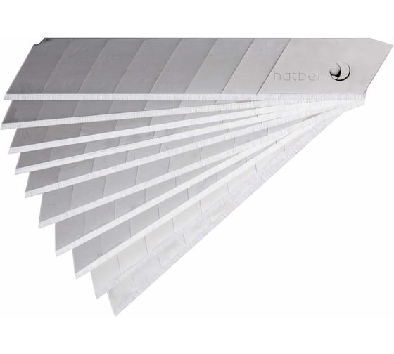 Изображение товара Лезвия для канцелярских ножей Hatber 18мм, 10 шт, в пластиковом боксе 060169
