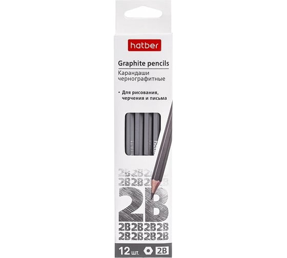 Изображение товара Чернографитный карандаш Hatber PERFECT 2B шестигранный корпус 12 шт. 074190