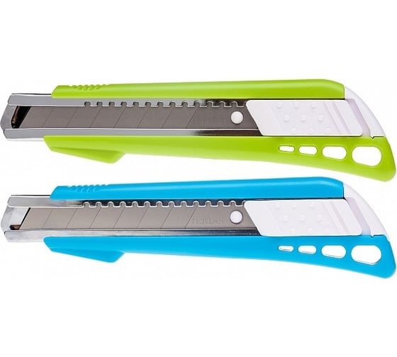 Изображение товара Канцелярский нож Hatber BRAVO 18мм, AUTO-LOCK, 2 запасн.лезвия, металл 12 шт 060162