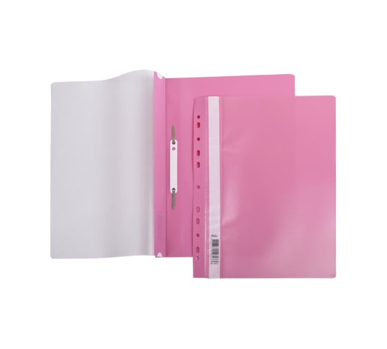Изображение товара Папка-скоросшиватель Hatber А4 140/180 мкм, розовая, пластиковая, с перфорацией 10 шт 040024