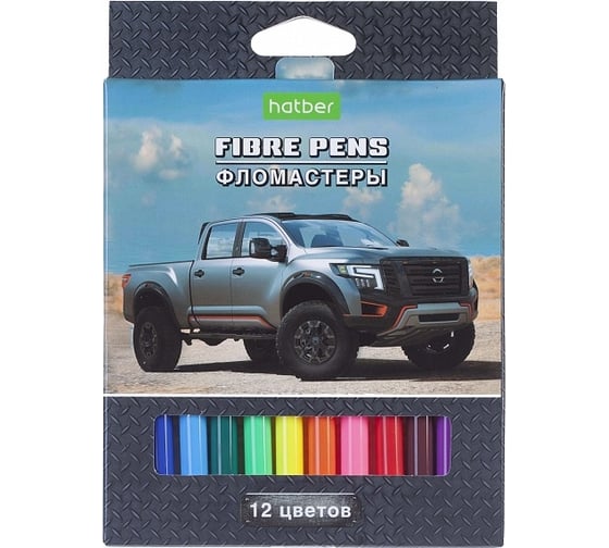 Изображение товара Фломастеры Hatber ECO JEEPING 12 цв. в карт. короб. с европодвесом 071102