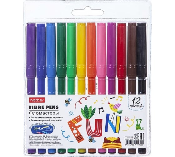 Изображение товара Фломастеры Hatber COLOR TOUR 12 цв. в блистере с европодвесом 12 шт 069862