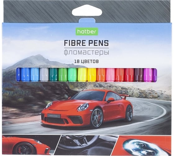Изображение товара Фломастеры Hatber ECO Скорость 18 цв. в карт. короб. с европодвесом 12 шт 071099