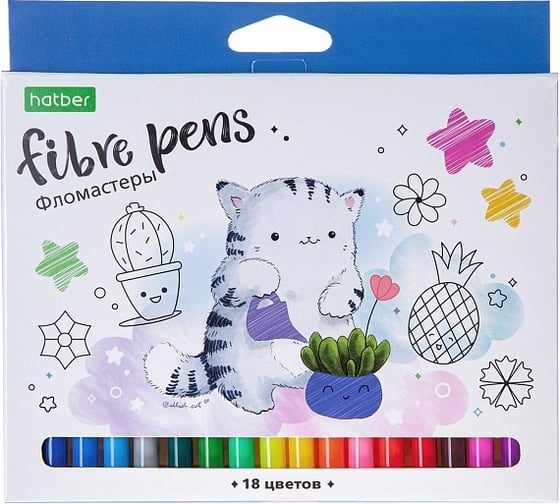 Изображение товара Фломастеры Hatber ECO Приключения кота Пирожка 18 цв. в карт.короб. 12 шт 066361