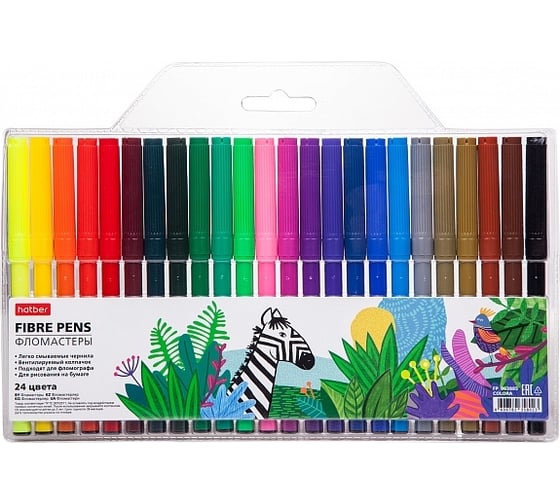 Изображение товара Фломастеры Hatber COLORA 24 цв. в блистере с европодвесом 12 шт 063885