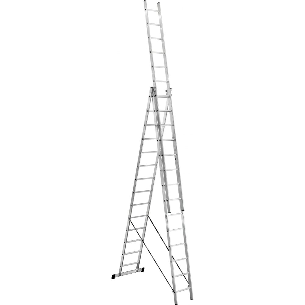 Алюминиевая трехсекционная лестница UFUK лестница энкор 69688 трехсекционная 3х14 ступеней