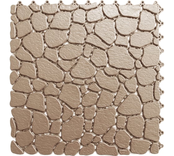 Изображение товара Антискользящий коврик для ванны, бассейна, сауны, бани ПластФактор Aqua Stone набор из 12 модулей, бежевый 4630027111623