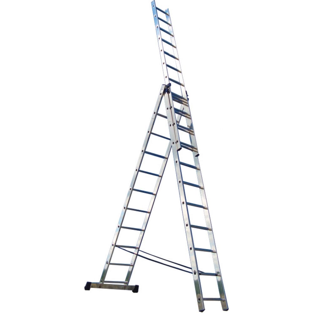 Универсальная алюминиевая трехсекционная лестница РемоКолор трехсекционная универсальная лестница tribilo 3х9