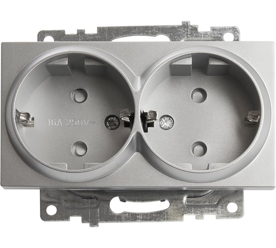 Изображение товара 2-местная розетка с/з (механизм) STEKKER  GLS16-7114-03, 250В, 16А с защитной шторкой, серия Катрин 39584