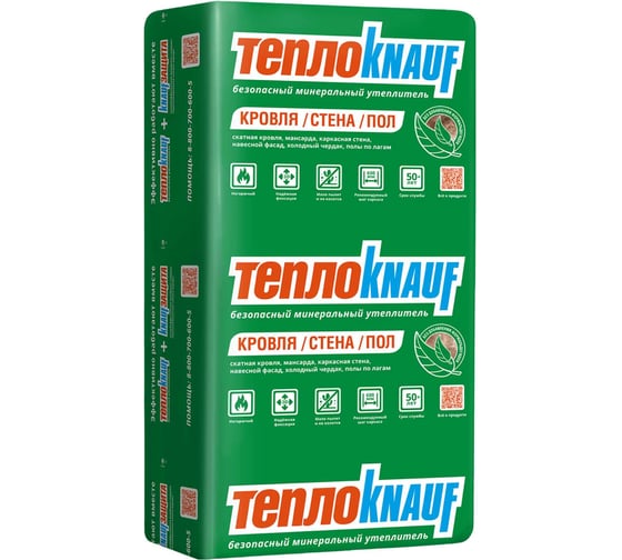 Изображение товара Утеплитель для кровли и стен Knauf Insulation TеплоКНАУФ (100x610x1230 мм; 6 кв. м; 8 плит в упаковке) 751541