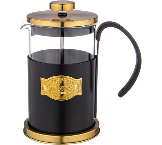Изображение товара Френч-пресс Agness Черное Золото 600 мл 894-100