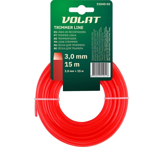 Изображение товара Леска 3 мм, 15 м, квадратное сечение ВОЛАТ 51040-02