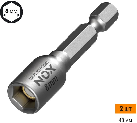 Изображение товара Ключ-насадка магнитная NUT SETTER (2 шт; 8x48 мм; карта) NOX 558002