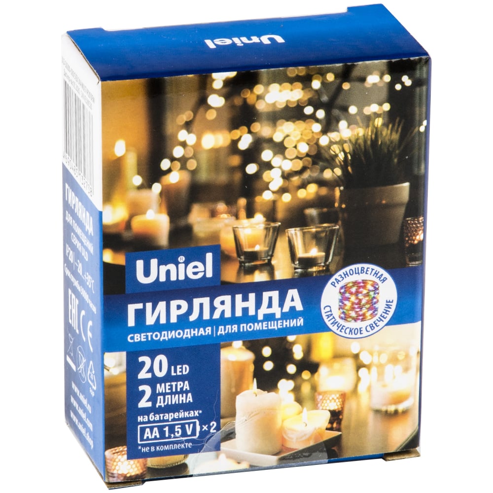 Нити  Все инструменты Светодиодная гирлянда Uniel Роса ULD-S0200-020/DTB/3AA/RC UL-00007247