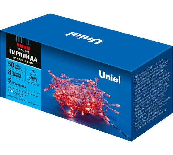 Изображение товара Светодиодная гирлянда Uniel ULD-S0500-050/DTA RED, IP20 UL-00008665