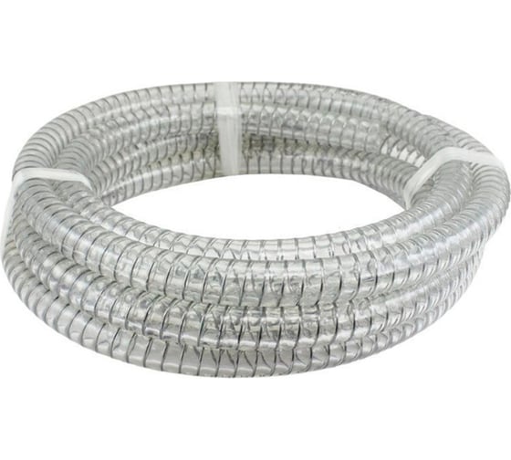 Изображение товара Прозрачный ПВХ рукав армированный стальной спиралью TITAN LOCK "LADOGA" напорно-всасывающий, внутренний диаметр 16 мм, пищевой, 10 метров TL016LG_10