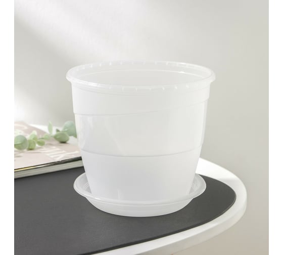 Изображение товара Горшок для цветов с поддоном СИМАЛЕНД Венеция 2 л, 16 см, 14 см, прозрачный 4483973