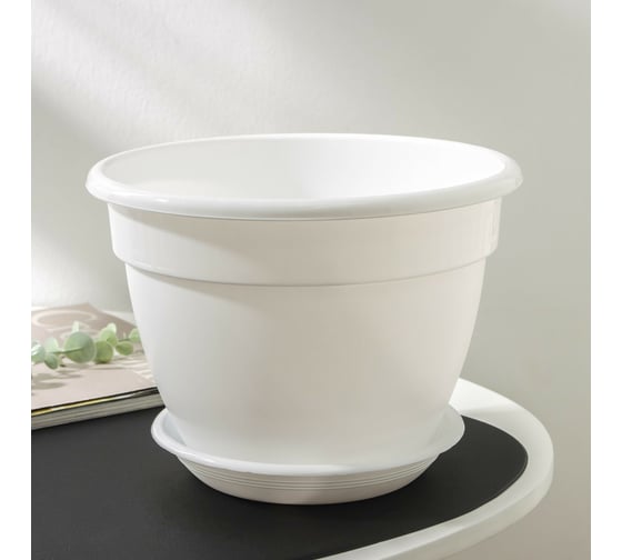 Изображение товара Горшок для цветов с поддоном СИМАЛЕНД Антик 3.6 л, 22 см, 17 см, белый 4047734