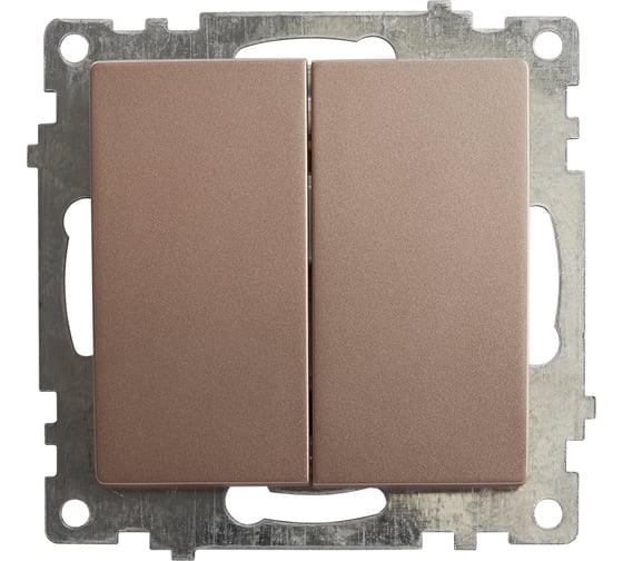 Изображение товара 2-клавишный выключатель STEKKER (механизм), GLS10-7104-02, 250V, 10А, серия Катрин, шампань 39592