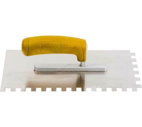 Изображение товара Гладилка HARDY серия 20, нержавеющая сталь, ЭКО ручка, размер 28x13 см, зубчатая, 10x10 мм 0800-202810