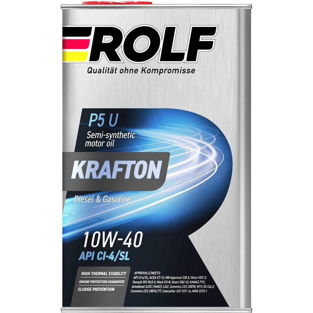 Полусинтетическое моторное масло Rolf 10W40 322580 KRAFTON P5 U 10W-40 - фото 1