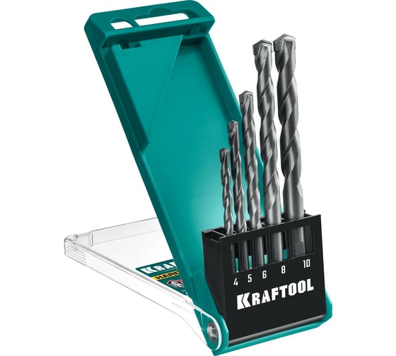 Изображение товара Набор сверл по по твёрдым материалам KRAFTOOL Hard 5 шт, 4-5-6-8-10 мм 29177-H5