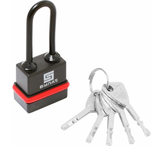 Изображение товара Навесной всепогодный замок БУЛАТ ВС 3-Н35-01 ПЛ 5 ключей, d=5 мм 13980