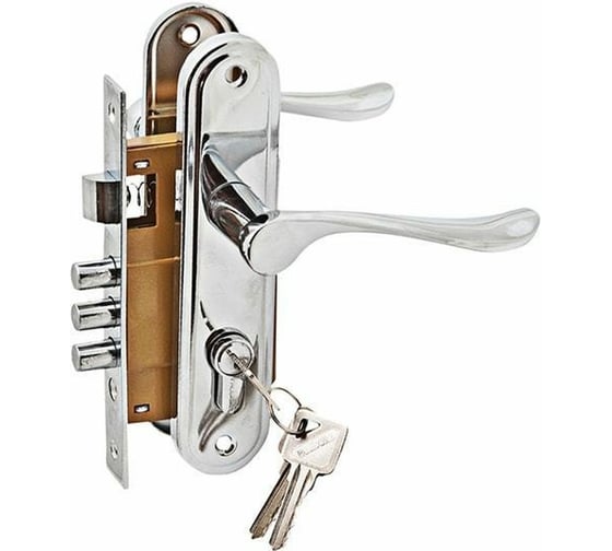 Изображение товара Комплект врезного замка с ручками и цилиндром PALIDORE LH 7036-891 PC, хром блестящий 98760057