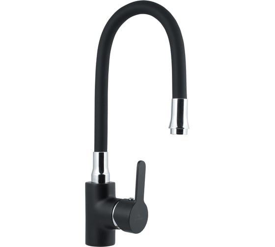 Изображение товара Смеситель для мойки Славен с высоким изливом из силикона, одноручный,черный СЛ-ЦВ-Ф27