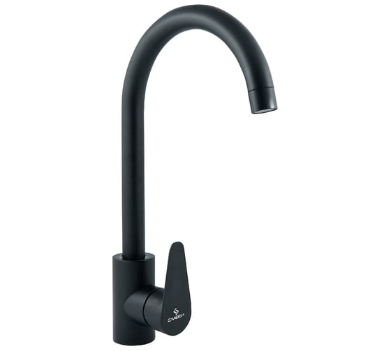 Изображение товара Смеситель для мойки Славен с высоким изливом, черный, одноручный СЛ-ОД-Ж27