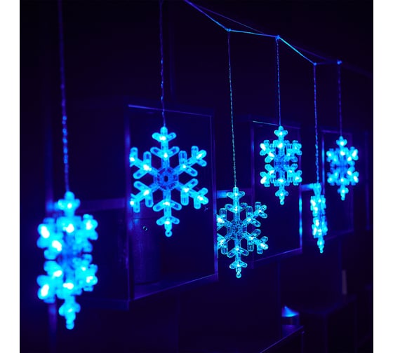 Изображение товара Фигурный светодиодный занавес Uniel ULD-E1503-072/DTA BLUE, IP20, SNOWFLAKES-3 UL-00007336