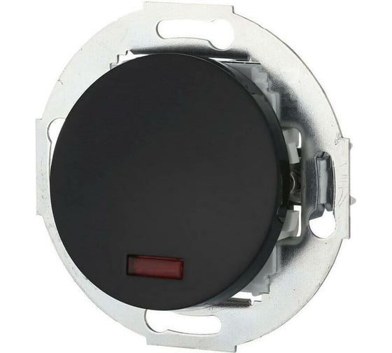 Изображение товара 1-клавишный выключатель LK Studio с индикатором, схема 1L, 16А, 250В, черный, LK Vintage 880208-1