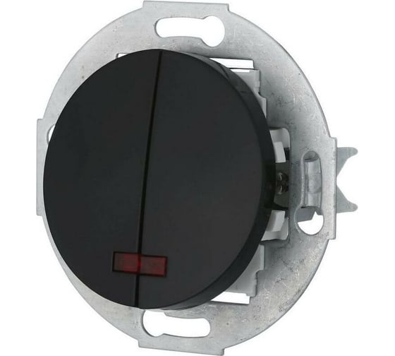 Изображение товара 2-клавишный выключатель LK Studio схема 5L, с индикатором, 16А, 250В, черный, LK Vintage 881208-1