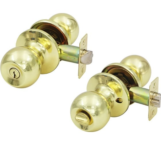 Изображение товара Комплект дверных ручек-кноб с ключом ЕРМАК золото 673-046