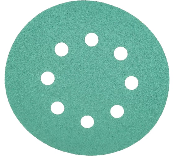 Изображение товара Круг абразивный на пленке GREEN (100 шт; 125 мм; Р80; 8 отверстий) RADEX 612503
