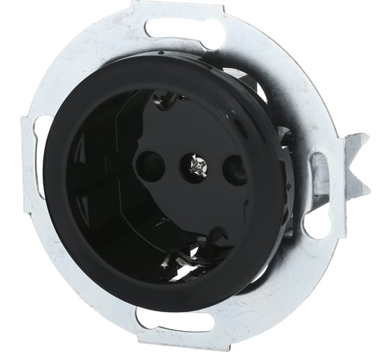 Изображение товара Розетка LK Studio с заземляющим контактом, со шторками, черный, LK Vintage 883208-1