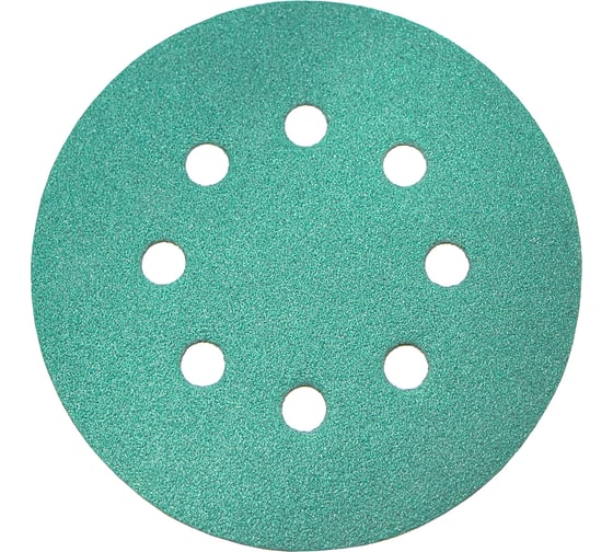 Изображение товара Круг абразивный на пленке GREEN (100 шт; 125 мм; Р240; 8 отверстий) RADEX 612509