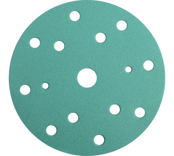 Изображение товара Круг абразивный на пленке GREEN (100 шт; 150 мм; P220; 15 отверстий) RADEX 661508