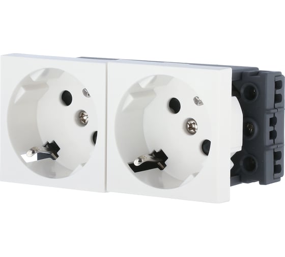 Изображение товара Розетка LK Studio с заземляющим контактом, двойная, под углом 45 градусов, белый, LK45 851704-1