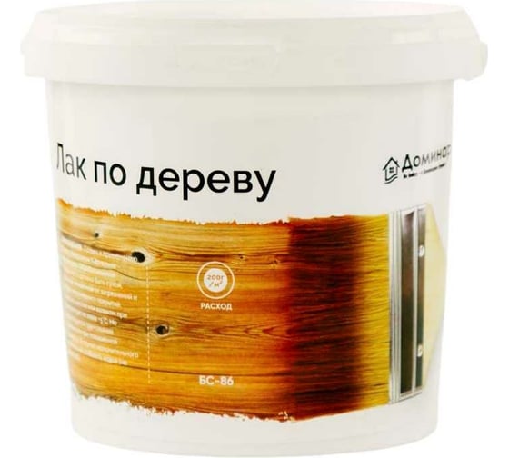 Изображение товара Лак по дереву акриловый антисептический Доминар БС 86 полуматовый, 0.9 кг X16494