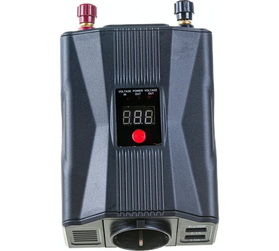 Изображение товара Автомобильный инвертор TopOn 200 Вт, 1 розетка, 2 USB, LCD экран, пиковая мощность 400 Вт, черный TOP-PI201