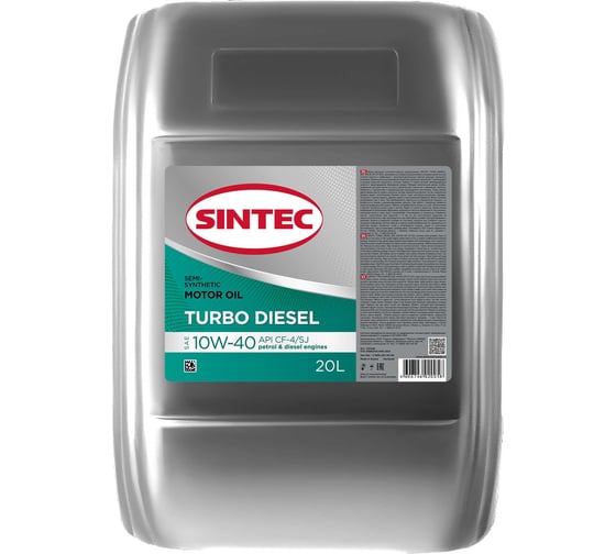Изображение товара Моторное масло Sintec TURBO DIESEL SAE 10W-40, API CF-4/SJ, 20 л 122446