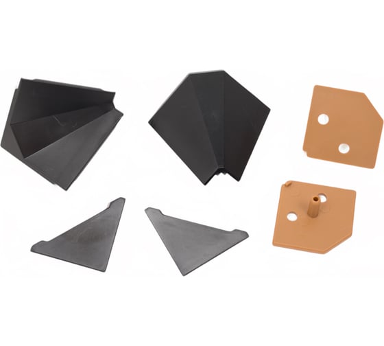 Изображение товара Комплект заглушек к кухонному пластиковому плинтусу ООО ДЕКОПЛИНТ ПРЕСТИЖ под кромку, черный, 4 шт 1629