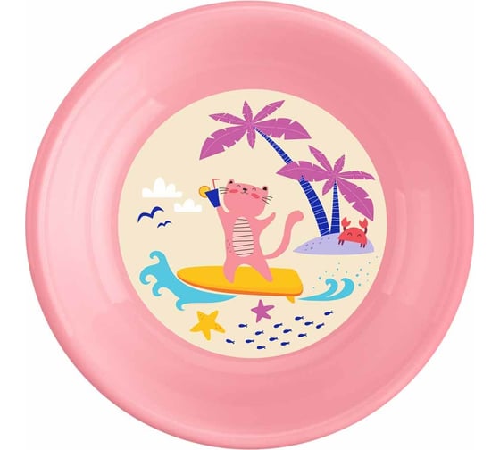 Изображение товара Глубокая детская тарелка Пластишка с декором 185 мм розовый 431322405