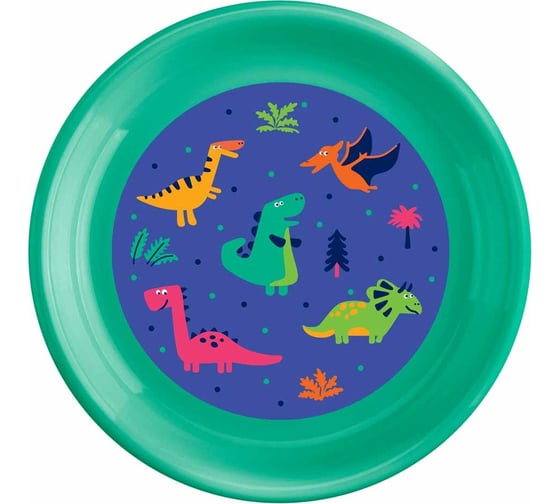 Изображение товара Глубокая детская тарелка Пластишка с декором 185 мм зеленый 431322409